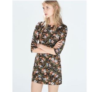 Zara TRF Textured Floral Shift Dress